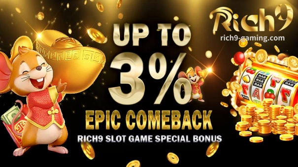 Samantalahin ang espesyal na alok ng rebate ng Rich9 Casino at makakuha ng karagdagang 3% na bonus.